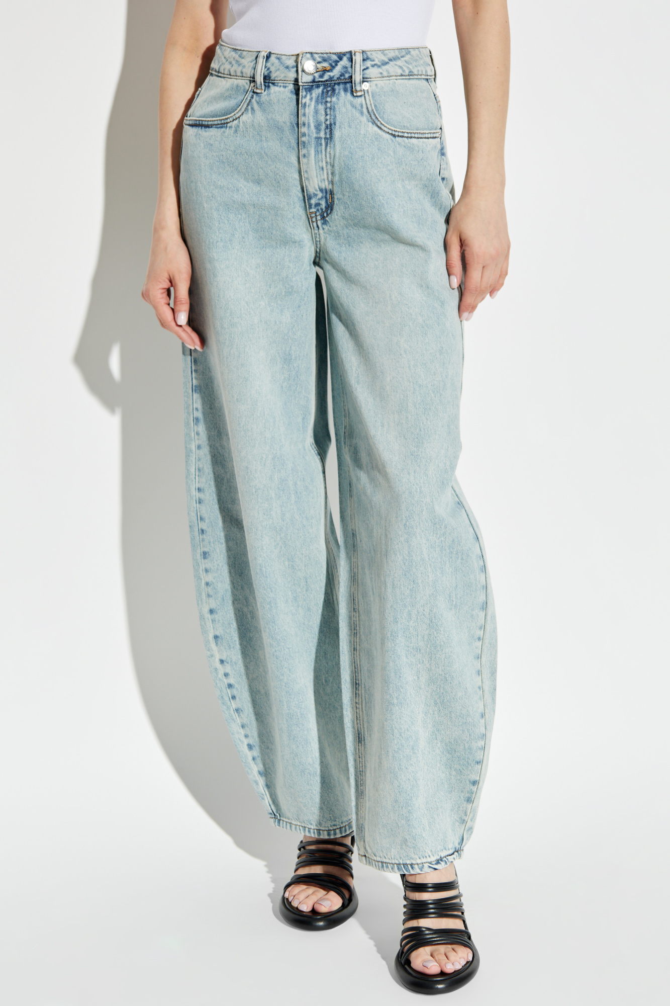 WIDE LEG DRAWSTRING JEANS - Gray | ZARA United States